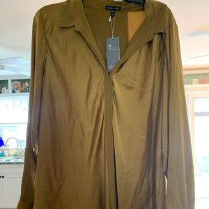 Olive green colored long sleeved blouse